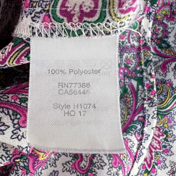 J. Crew Top Women's XS Multi Color Paisley Print Long Sleeve Business Casual - Picture 6 of 9